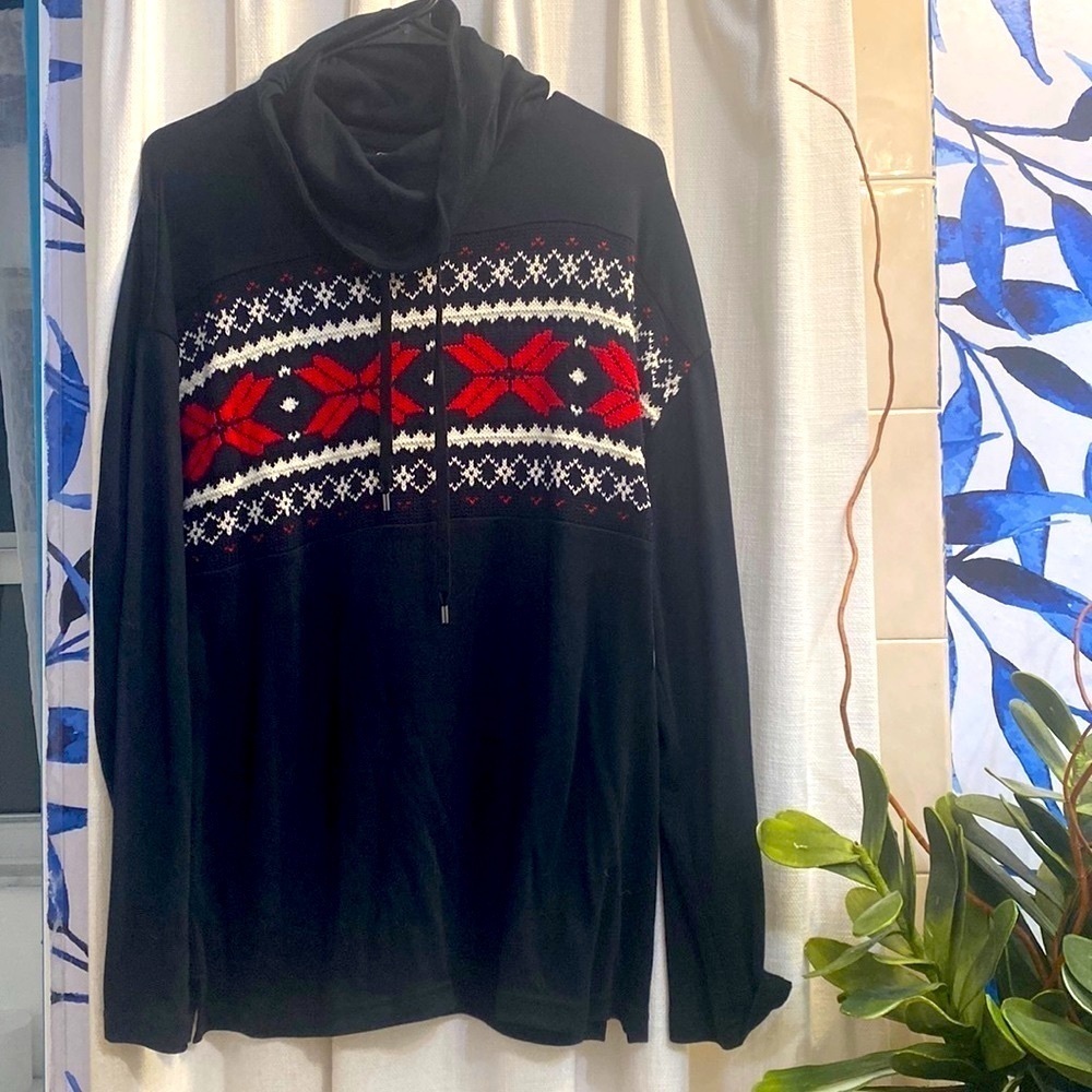 NWT Women’s Chaps Cowl Neck Long Sleeve Christmas Holiday Sweatshirt Size Large